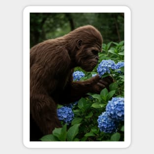 Bigfoot & Blue Hydrangea With Leaves Sticker
